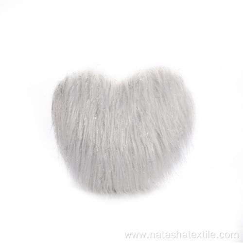 Plush silver silk heart-shaped pillow